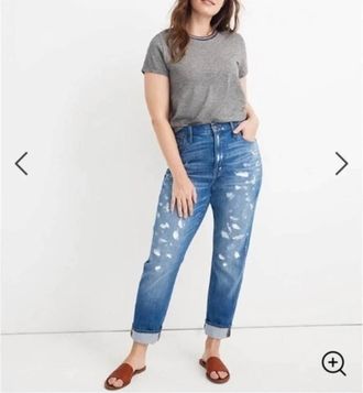 Madewell High Rise Slim Boyfriend Fit Paint Jeans In Blue, White
