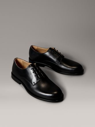 Calvin Klein Schn&uuml;rschuh CALVIN KLEIN ESS RUBBER DERBY LTH, Herren, Gr. 40, schwarz, Leder, unifarben, Schuhe Schn&uuml;rschuh, Anzugschuh, Business-Schn&uuml;rer, Klassik-S