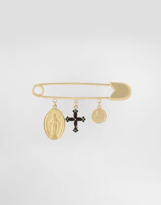 Dolce & Gabbana Safety Brooch With Cross And Medals - Man Bijoux Gold Metal Onesize