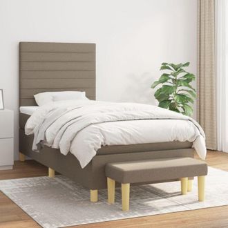 vidaXL Cama Box Spring Con Colch&oacute;n Tela Gris Taupe 90x190 Cm Vidaxl