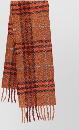 Burberry alpaca wool check boucl&eacute; scarf