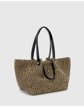 AllSaints Allington - Borsa shopping in fibra di carta nera/naturale-Neutro