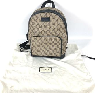 Gucci Beige Black Gg Supreme Backpack (Pre-Owned)