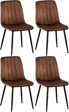 Clp Clp - Set De 4 Sillas De Sal&oacute;n Dijon En Tela O Terciopelo Marr&oacute;n Terciopelo