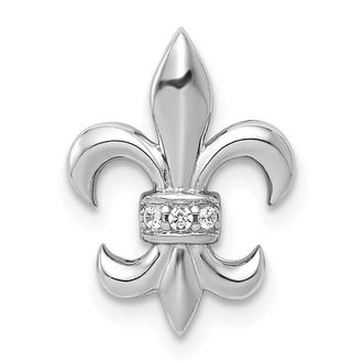 Diamond2Deal 14k White Gold Diamond Fleur de Lis Chain Slide