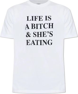 Dsquared2 T-shirt met Print - Heren - T-shirts - Wit - 2XL - Katoen - Tops