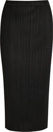Pleats Please Issey Miyake Pleated Woven Midi Skirt - Black - 4