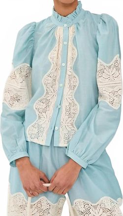Alix of Bohemia Annabel Sky Prima Lace Shirt In Sky Blue