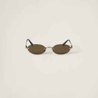 Miu Miu Logo Sunglasses, Woman, Loden Green Lenses