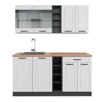 Vicco Cocina Vers&aacute;til R-line, Casa De Campo Blanca/antracita, 160 Cm, Et Roble