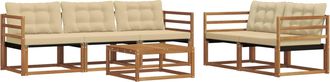 vidaXL Conjunto De Sof&aacute;s De Exterior 6 Uds. Natural Y Beige Vidaxl