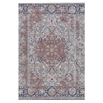 Beliani Alfombra De Poli&eacute;ster Multicolor Algod&oacute;n 140 X 200 Cm Envejecido Oriental Sala De Estar Dormitorio Korgan