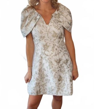 Adelyn Rae Vivian Cape Jacquard Mini Dress In Sage