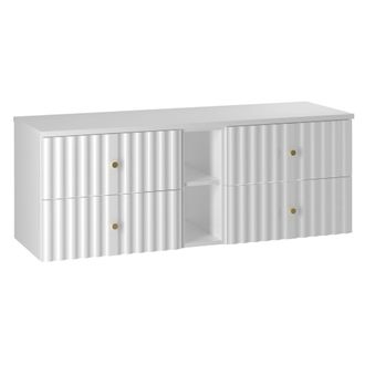 Petits Meubles Mueble bajo lavabo 2 compartimientos encimera estratificado Blanco