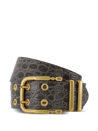 by FAR Duo croc-embossed buckle belt - Grey