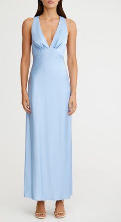 Significant Other Lucile Sleeveless Satin Maxi Dress in Ice Blue at Nordstrom, Size 6 Us