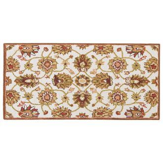 Beliani Alfombra De Lana Beige Claro/marr&oacute;n/verde Oliva 80 X 150 Cm Pelo Largo Ezine