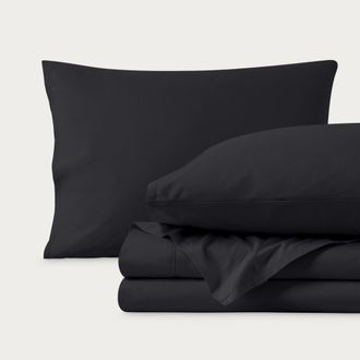 Bare Home 100% Organic Cotton Percale Cooling Sheet Set in Black at Nordstrom, Size Twin X-Long