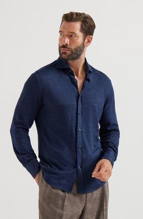 Brunello Cucinelli Jersey shirt in Navy Blue at Nordstrom, Size Xxx-Large Eu
