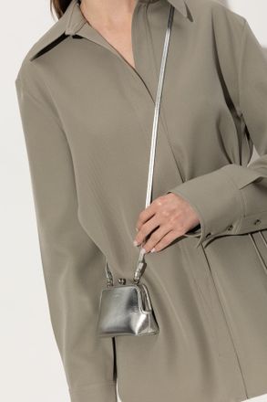 Jil Sander Goji Micro Shoulder Bag, Womens, Silver