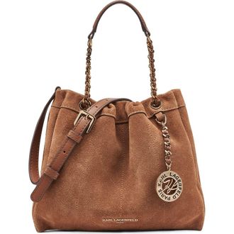 Karl Lagerfeld Amandine Suede Crossbody in Cognac at Nordstrom