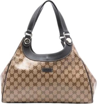 Gucci Pre-owned Shoulder Bags, female, Brown, Size: ONE SIZE Pre-owned Canvas Shoulder Bag
