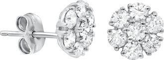 Diana M. Jewels 18K White Gold Cluster 1.60cts Diamond Stud Earrings