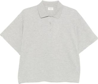 Saint Laurent Polo Shirts, female, Gray, Size: S Cassandre Polo Shirt