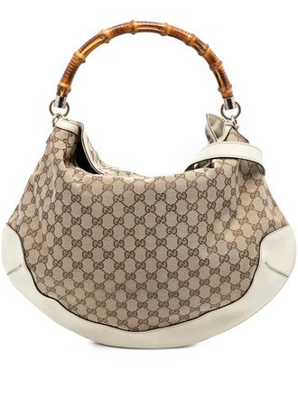 Gucci 2000-2015 GG Canvas Peggy Bamboo Hobo satchel - Brown