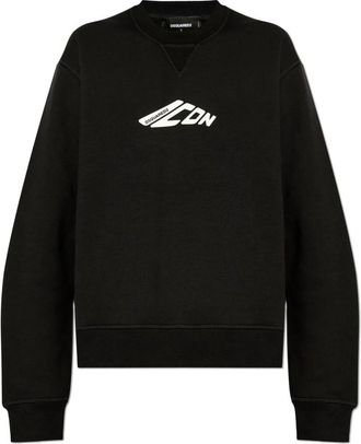Dsquared2 Sweatshirt met Gedrukt Logo - Dames - Sweatshirts - Zwart - M - Katoen - Hoodies & sweatvesten
