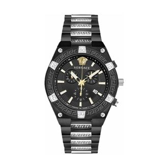 Versace Accessoires, Heren, Zwart, ONE Size, Sporty Greca Chronograph
