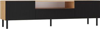 Hucoco Cami - Mueble Tv Bajo Glamour - 1 Caj&oacute;n + 2 Puertas - L 160 Cm - Frentes De Listones