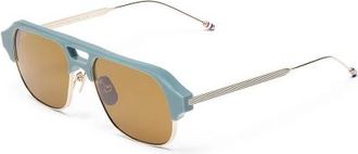 Thom Browne Acetate En Titanium Piloot Aviator Zonnebril - unisex - Accessoires - Veelkleurig - Maat: 54 MM