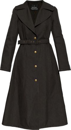 Vivienne Westwood Mid-Calf Liska Flared Metallic Wool Coat