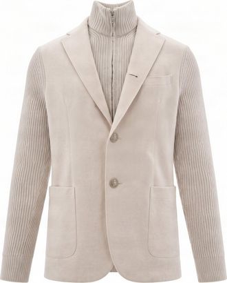 Eleventy Blazer In Soft Sand Wool With Double-Button Closure