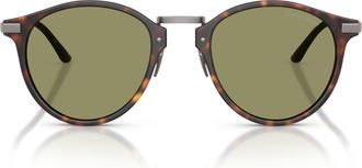 Giorgio Armani Tortoiseshell 0ar8250 Acetate Metal Round Sunglasses