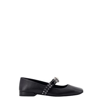 Versace Schoenen, Dames, Zwart, 40 EU, Leer, Zwarte Ballerinas met Iconische Medusa Detail