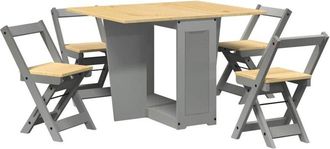 vidaXL Set da Pranzo 5 pz Corona Pieghevole Grigio in Legno di Pino - Vidaxl