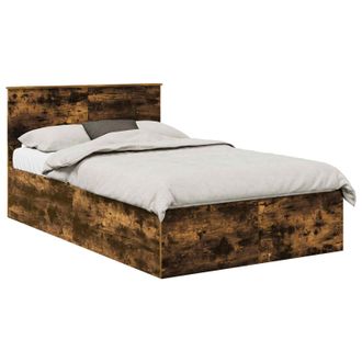 vidaXL Estructura De Cama Con Cabecera Roble Ahumado 120 X 190 Cm Vidaxl