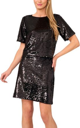 Halogen Sequin T-Shirt in Rich Black at Nordstrom Rack, Size Xx-Small