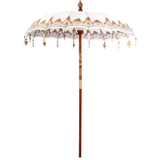 vidaXL Sombrilla Para Patio Crema 190 X 190 X 260 Cm Algod&oacute;n Y Madera Vidaxl