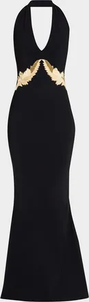 La Petite Robe Di Chiara Boni Yanar Beaded Mermaid Halter Gown
