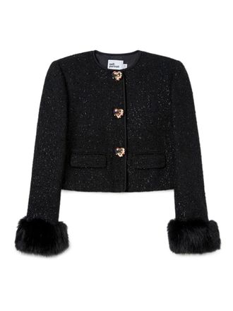 Self Portrait Boucle Fur Cuff Jacket