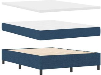 vidaXL Cama Tipo Box Spring Con Colch&oacute;n Azul 140 X 190 Cm Tela Vidaxl