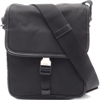 Prada Borsa messenger piccola con placca logo - Nero