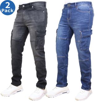 Blue Ice Mens Stretch Cargo Pocket Jeans-2 Pack