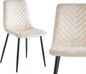 OEM Silla Tapizada En Terciopelo Beige Para Sal&oacute;n Y Oficina Patas De Metal Negro