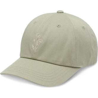 tentree Flower Embroidery Peak Hat in Light Moss/white Oak at Nordstrom