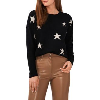 Vince Camuto Star Crewneck Sweater in Rich Black at Nordstrom Rack, Size X-Small P