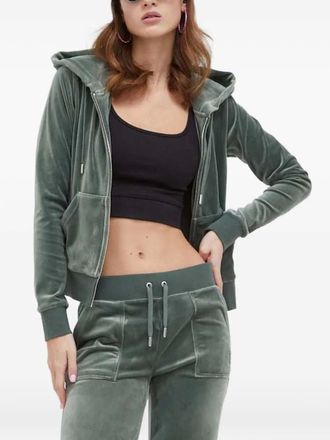 Juicy Couture hooded zip-up hoodie - women - Polyester/Elastane - S - Green
